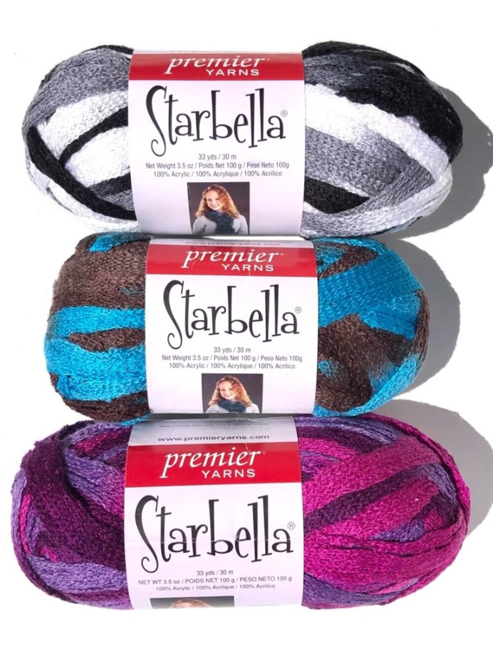 Premier Starbella Yarn Lot 3 Skeins Night Clouds Athens Plum Preserves Acrylic